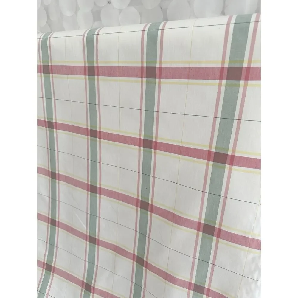 Vintage 90’s Pink Green Cream Yellow Plaid Fabric Cottage Country By The YARD